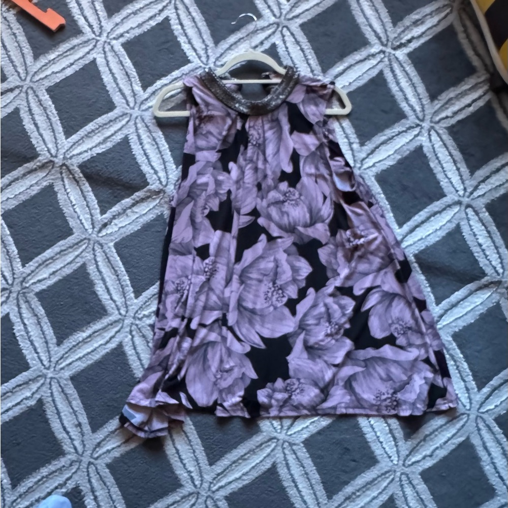Alfani Black and Purple Floral Blouse